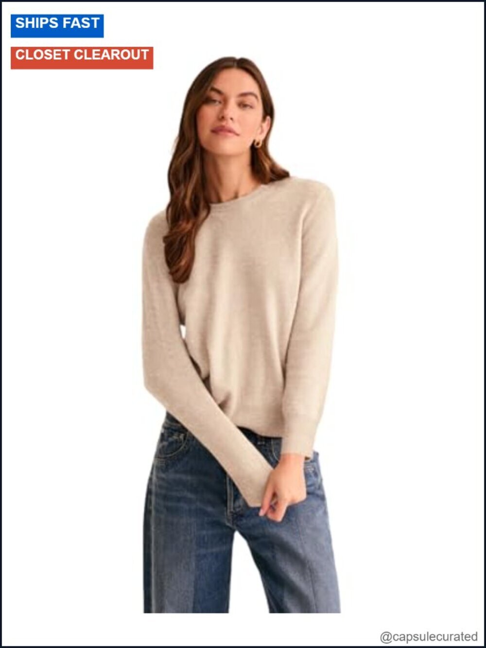 100% Pure Mongolian Cashmere Crewneck Pullover Sweater - Lightweight Summer